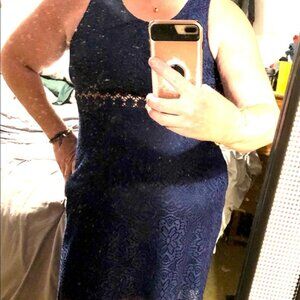 Sleeveless Empire Waist Maxi in Navy Lace